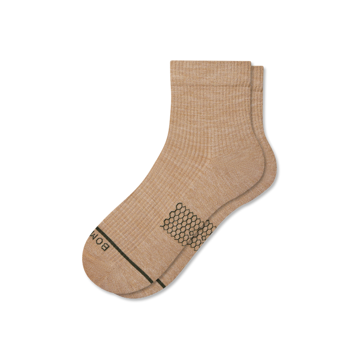 Bombas Men's Merino Wool Blend Modern Rib Quarter Socks
