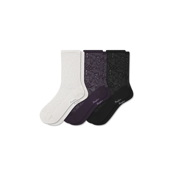 Bombas Women's Floral Lace Half Calf Sock 3-Pack