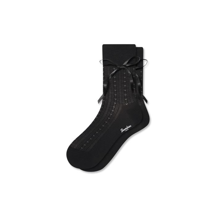Bombas Women's Pointelle Bow Half Calf Socks - Ultra Lightweight Embellished Socks