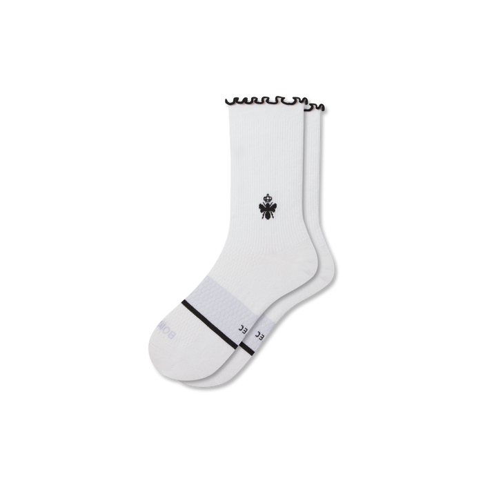 Bombas Women's Ruffle Sport Half Calf Socks, Lightweight Breathable Athletic Socks