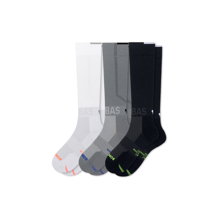 Bombas Women's Sport Compression Knee High Socks 3-Pack 20-30mmHg, Graduated Support