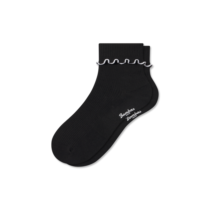Bombas Women's Ruffle Rib Half Calf Socks - Lightweight Frilled Cuff Socks