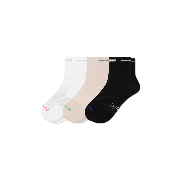 Bombas Women's RunPro Quarter Socks 3-Pack, Targeted Compression Running Socks