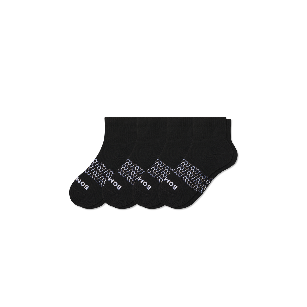 Bombas Youth Solids Quarter Socks 4-Pack - Kids Seamless Toe Arch Support Socks