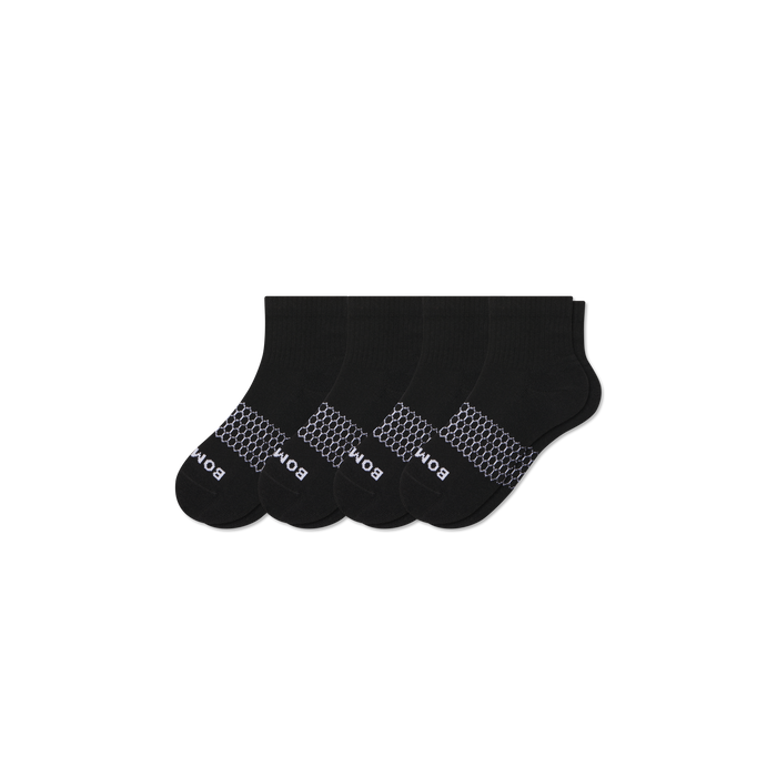 Bombas Youth Solids Quarter Socks 4-Pack - Kids Seamless Toe Arch Support Socks