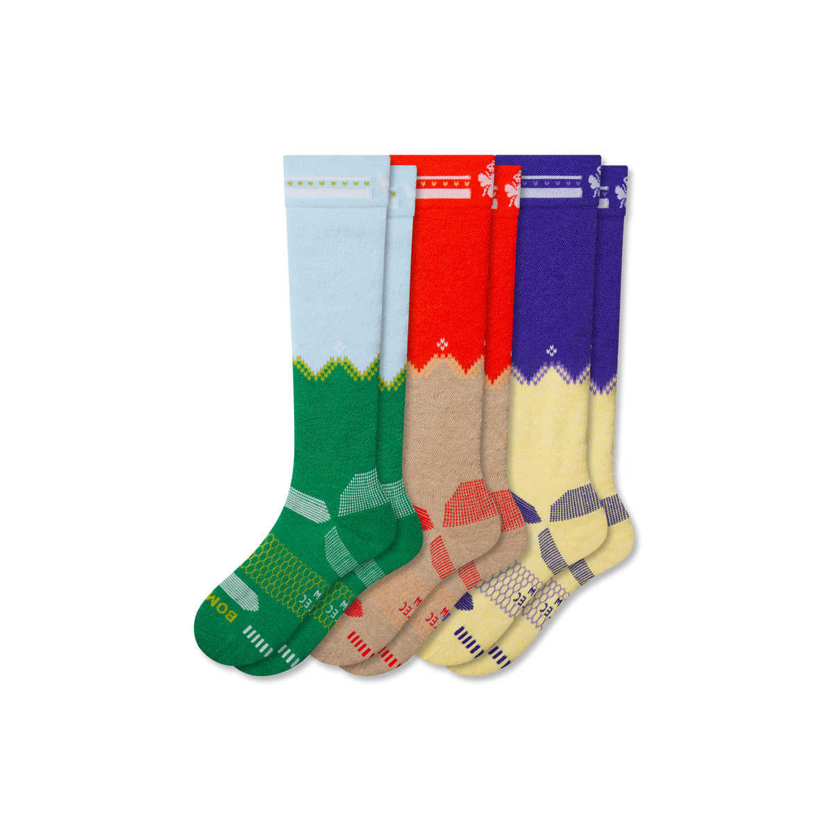 Bombas Youth Full-Cushion Merino Wool Blend Ski & Snowboard Socks 3-Pack