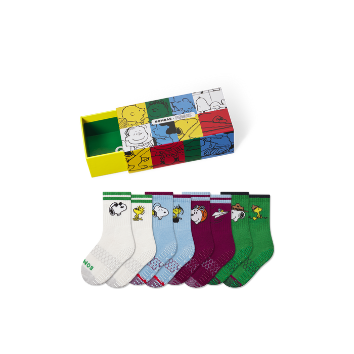 Peanuts x Bombas Junior Gripper Calf Socks 4-Pack Gift Box