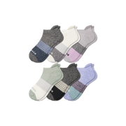 Bombas Youth Tri-Block Ankle Socks 6-Pack - Kids Midweight Cotton Socks