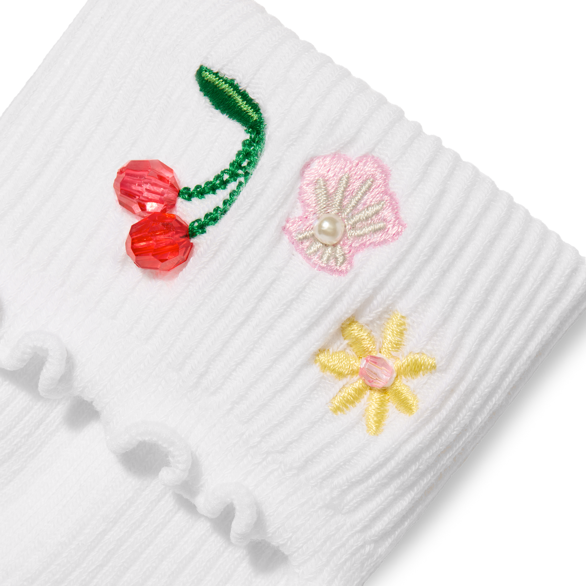 Bombas x Susan Alexandra Embellished Ruffle Rib Quarter Sock 2-Pack