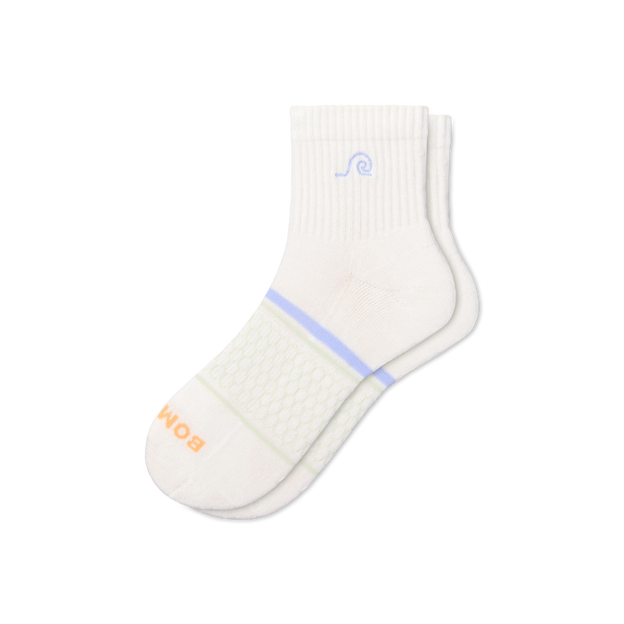 Bombas Women's Beach Day Embroidered Quarter Socks - Midweight Cushioned Socks