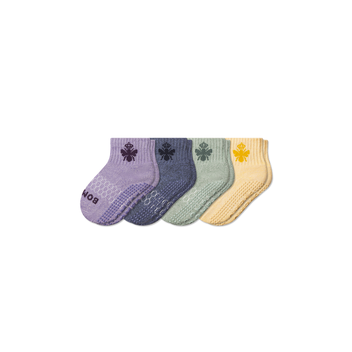 Bombas Toddler Marl Gripper Calf Socks 4-Pack - Kids Non-Slip Socks