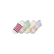 Bombas Youth Stripes Ankle Socks 4-Pack - Kids Midweight Seamless Socks