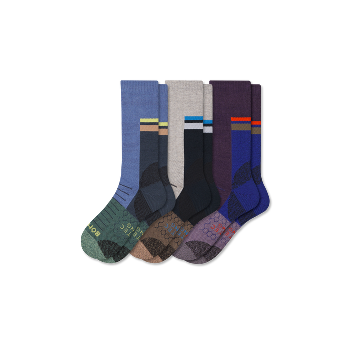 Bombas Women's Hiking Calf Socks 3-Pack, Cushioned Trail Socks