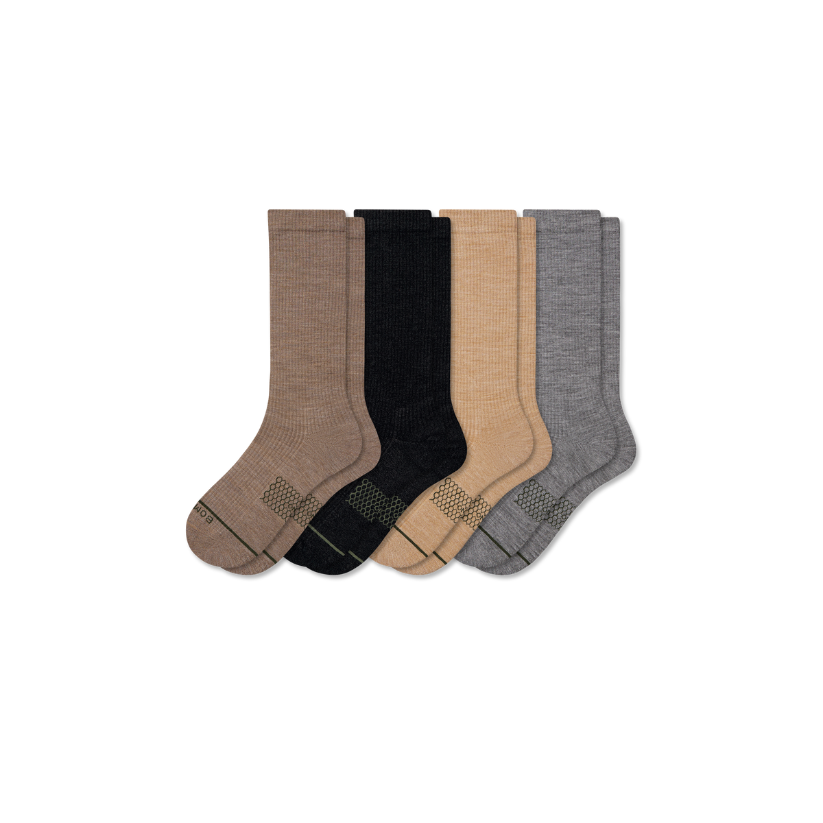 Bombas Men's Merino Wool Blend Modern Rib Calf Socks 4-Pack