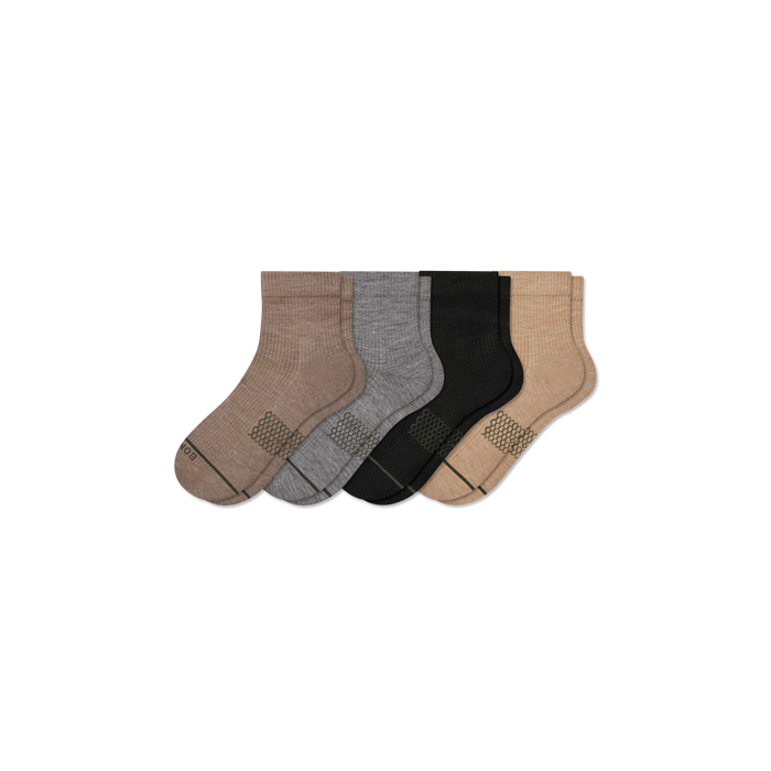 Bombas Women's Merino Wool Blend Modern Rib Quarter Sock 4-Pack