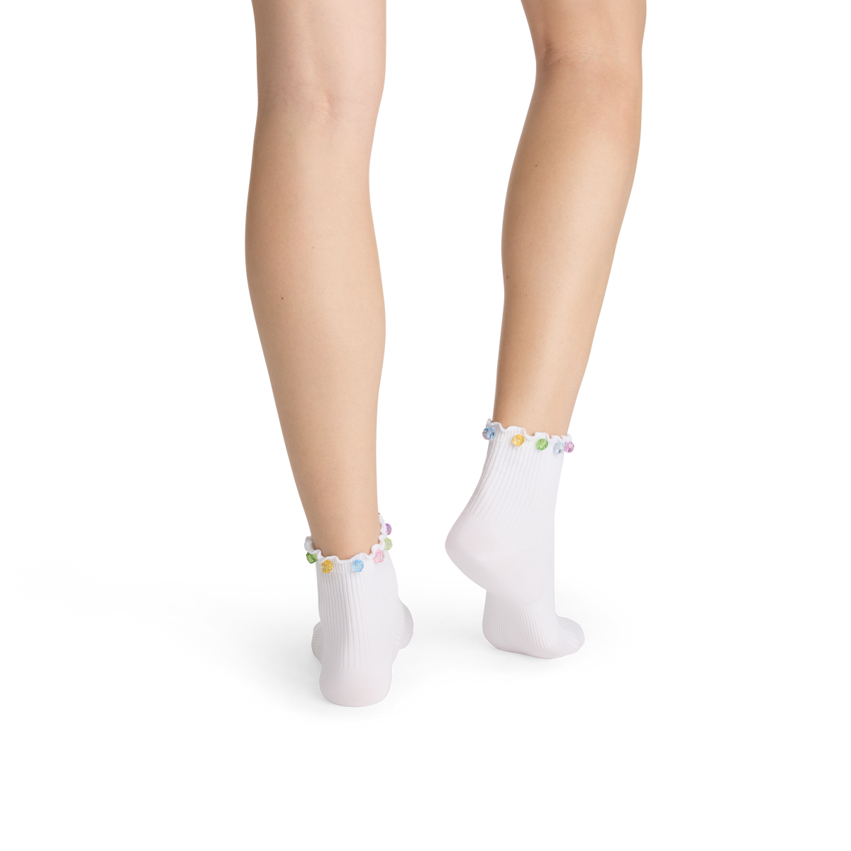 Bombas x Susan Alexandra Embellished Ruffle Rib Quarter Sock 2-Pack