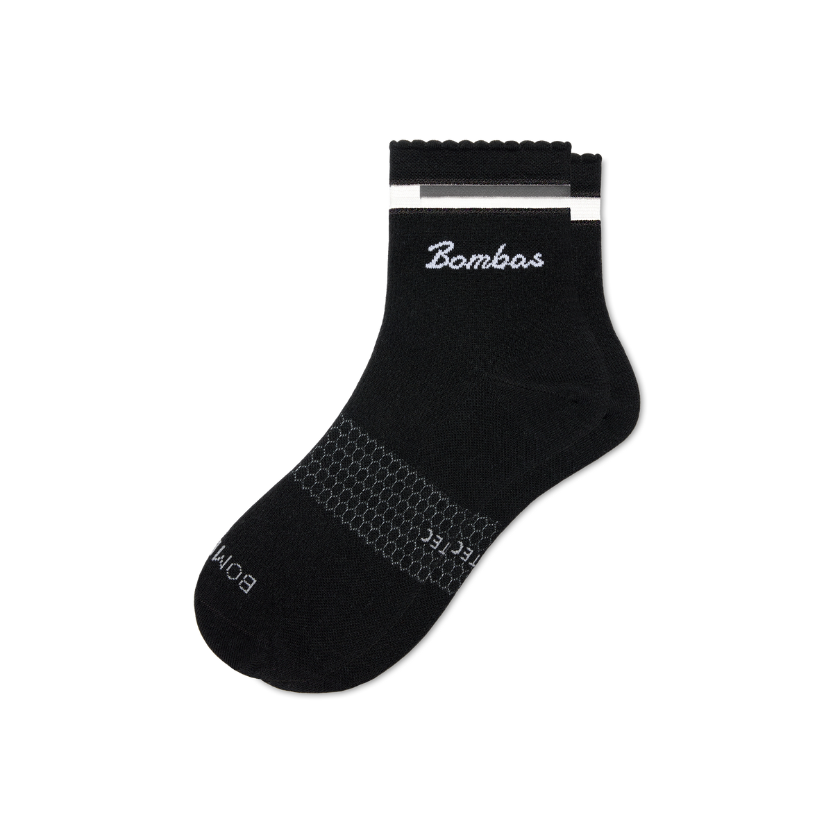 Bombas Women's UltraLite Sport Sheer Stripe Quarter Socks, Lightweight Running Socks