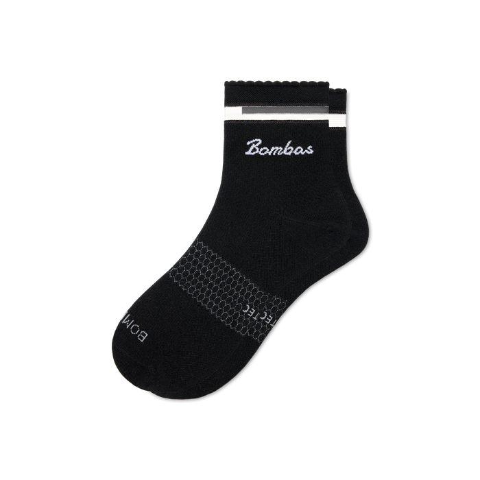 Bombas Women's UltraLite Sport Sheer Stripe Quarter Socks, Lightweight Running Socks