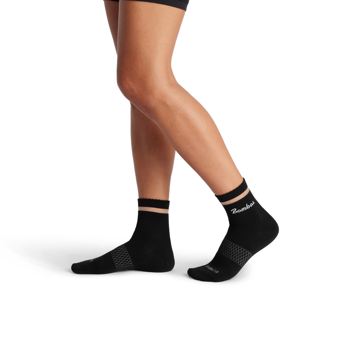 Bombas Women's UltraLite Sport Sheer Stripe Quarter Socks, Lightweight Running Socks
