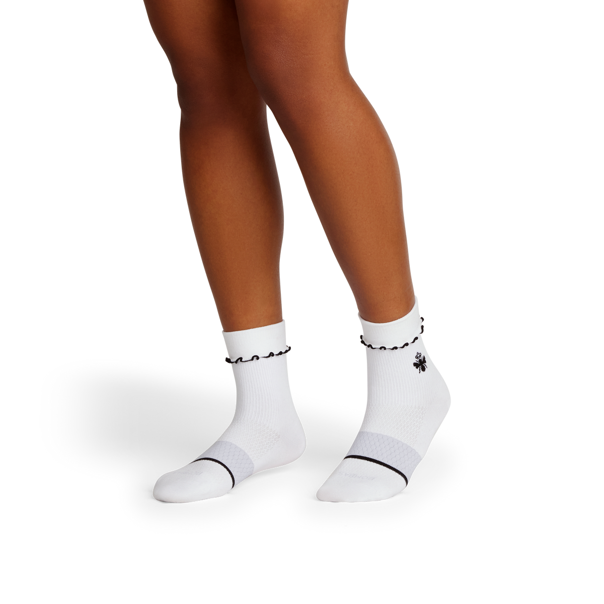 Bombas Women's Ruffle Sport Half Calf Socks, Lightweight Breathable Athletic Socks