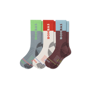 Bombas Women's Merino Wool Blend Hiking Calf Socks 3-Pack, Cushioned Trail Socks