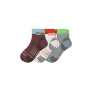 Bombas Women's Merino Wool Blend Hiking Quarter Socks 3-Pack, Cushioned Trail Socks