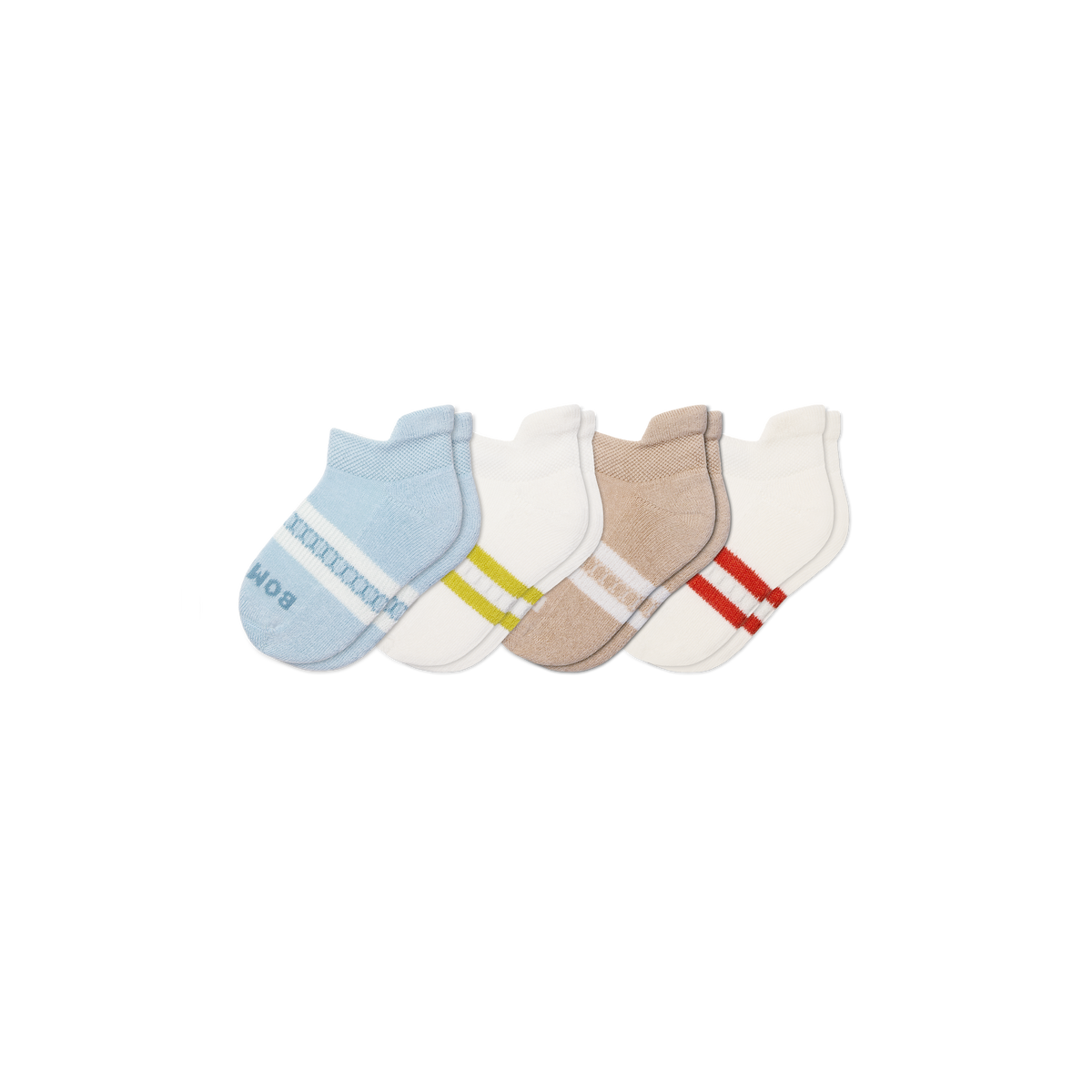 Bombas Junior Solids Ankle Socks 4-Pack - Kids Midweight Seamless Socks
