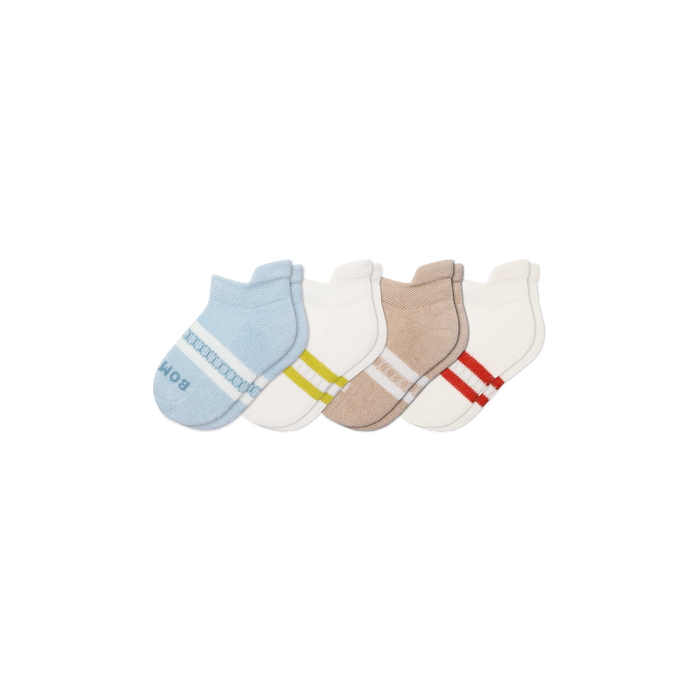 Bombas Junior Solids Ankle Socks 4-Pack - Kids Midweight Seamless Socks