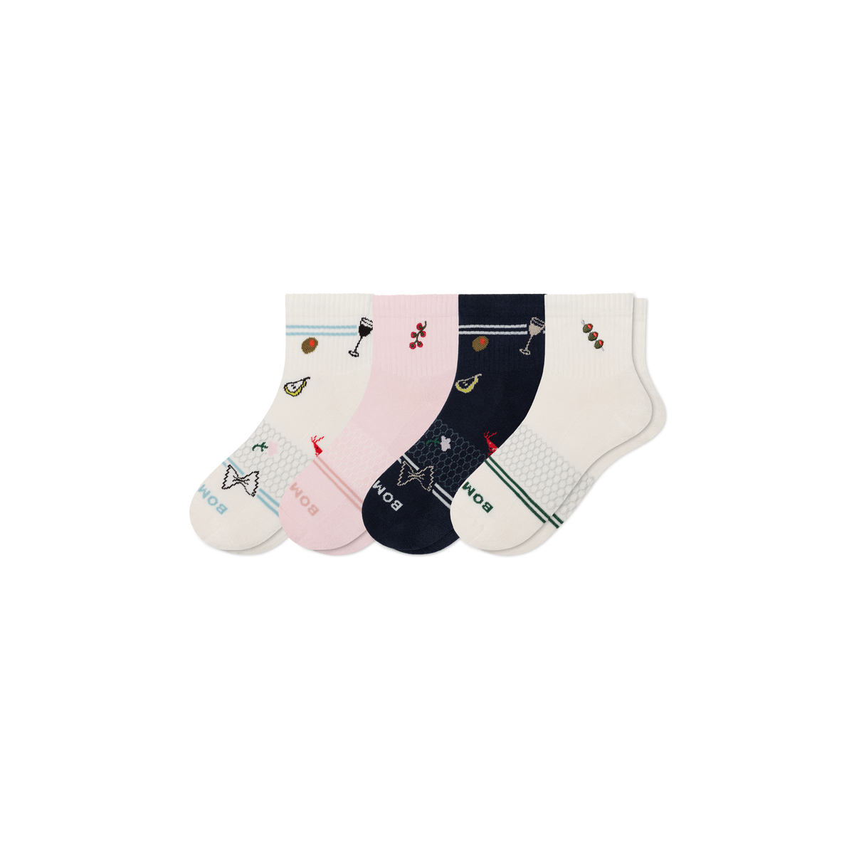 Bombas Women's Dinner Party Quarter Socks 4-Pack - Midweight Cushioned Socks