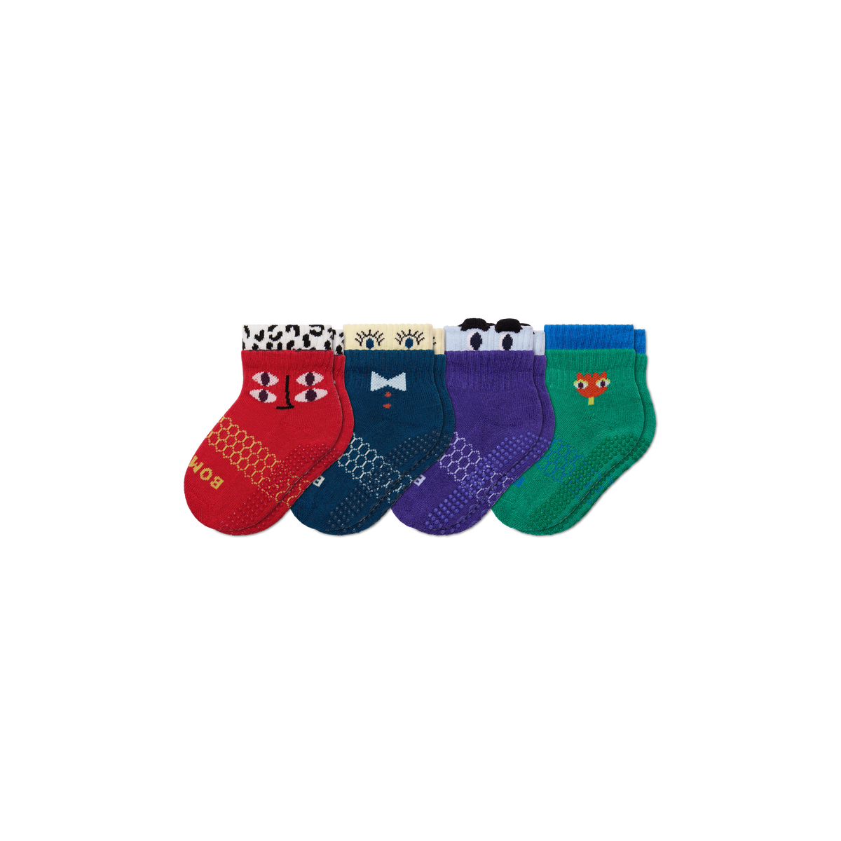 Bombas Toddler Eye Spy Gripper Calf Socks 4-Pack - Kids Non-Slip Socks