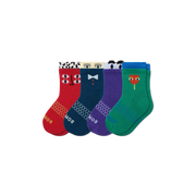 Bombas Junior Eye Spy Calf Socks 4-Pack - Kids Seamless Toe Arch Support Socks