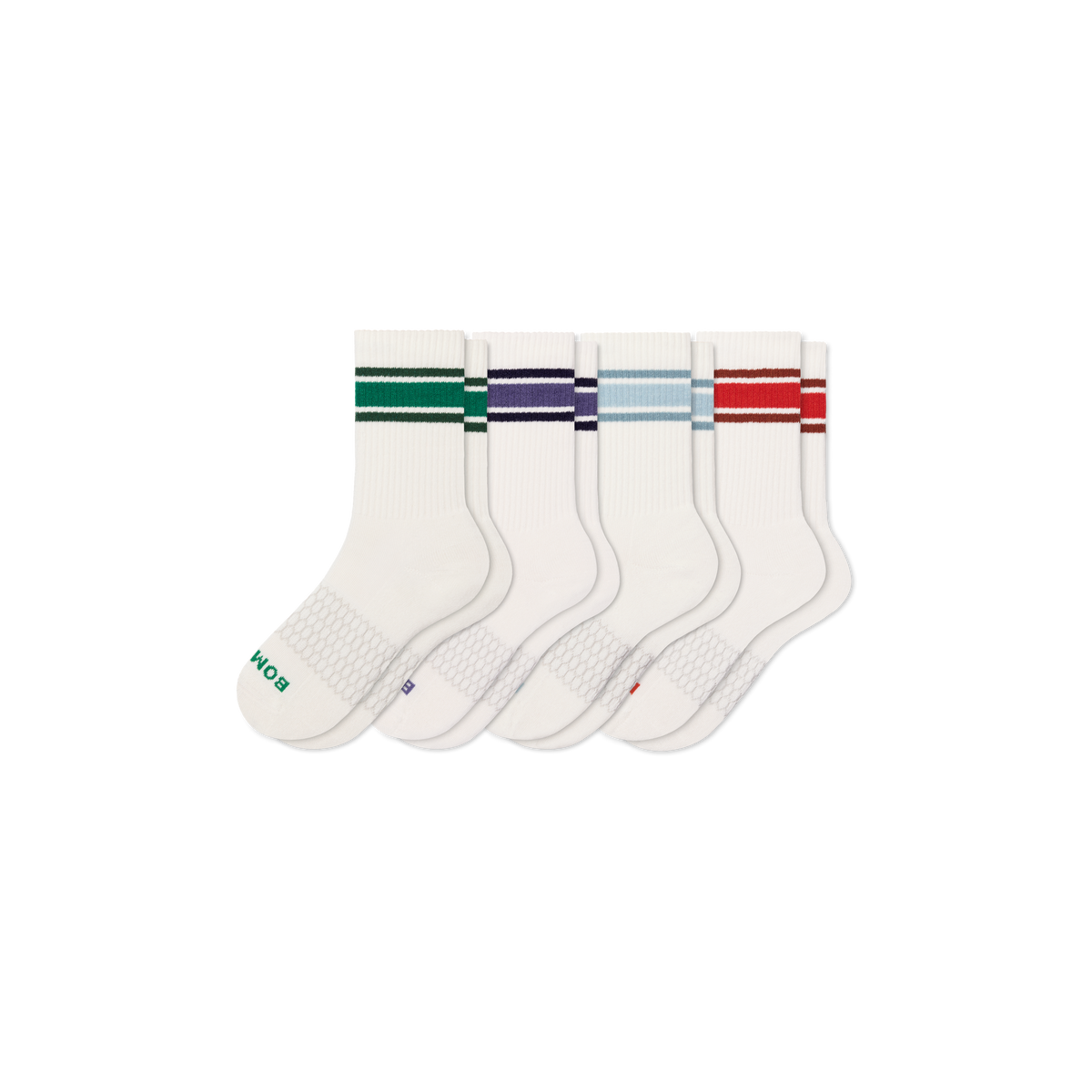 Bombas Youth Vintage Stripes Calf Socks 4-Pack - Kids Seamless Toe Cotton Socks