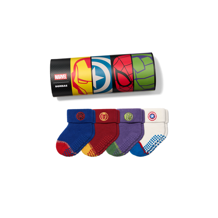 Marvel x Bombas Baby Gripper Socks 4-Pack Gift Box (6-12 Months)