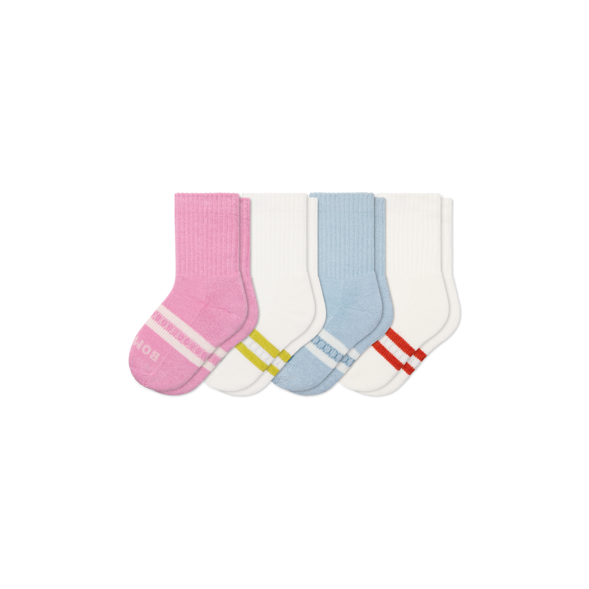 Bombas Junior Solids Calf Socks 4-Pack - Kids Midweight Seamless Socks