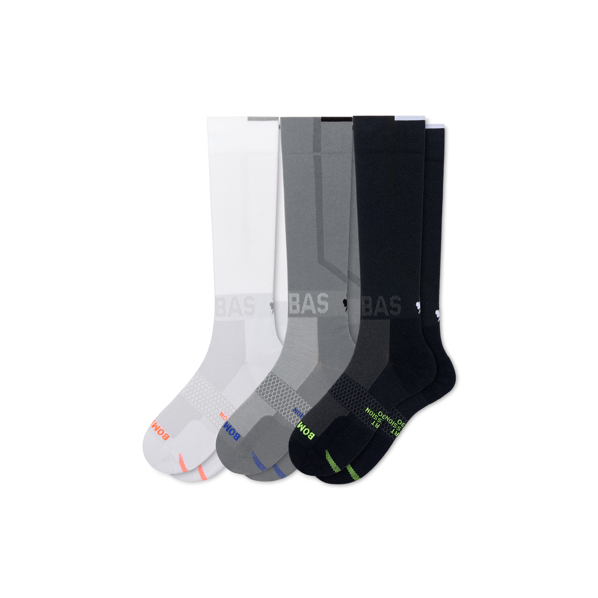 Bombas Women's Sport Compression Knee High Socks 3-Pack 20-30mmHg, Graduated Support