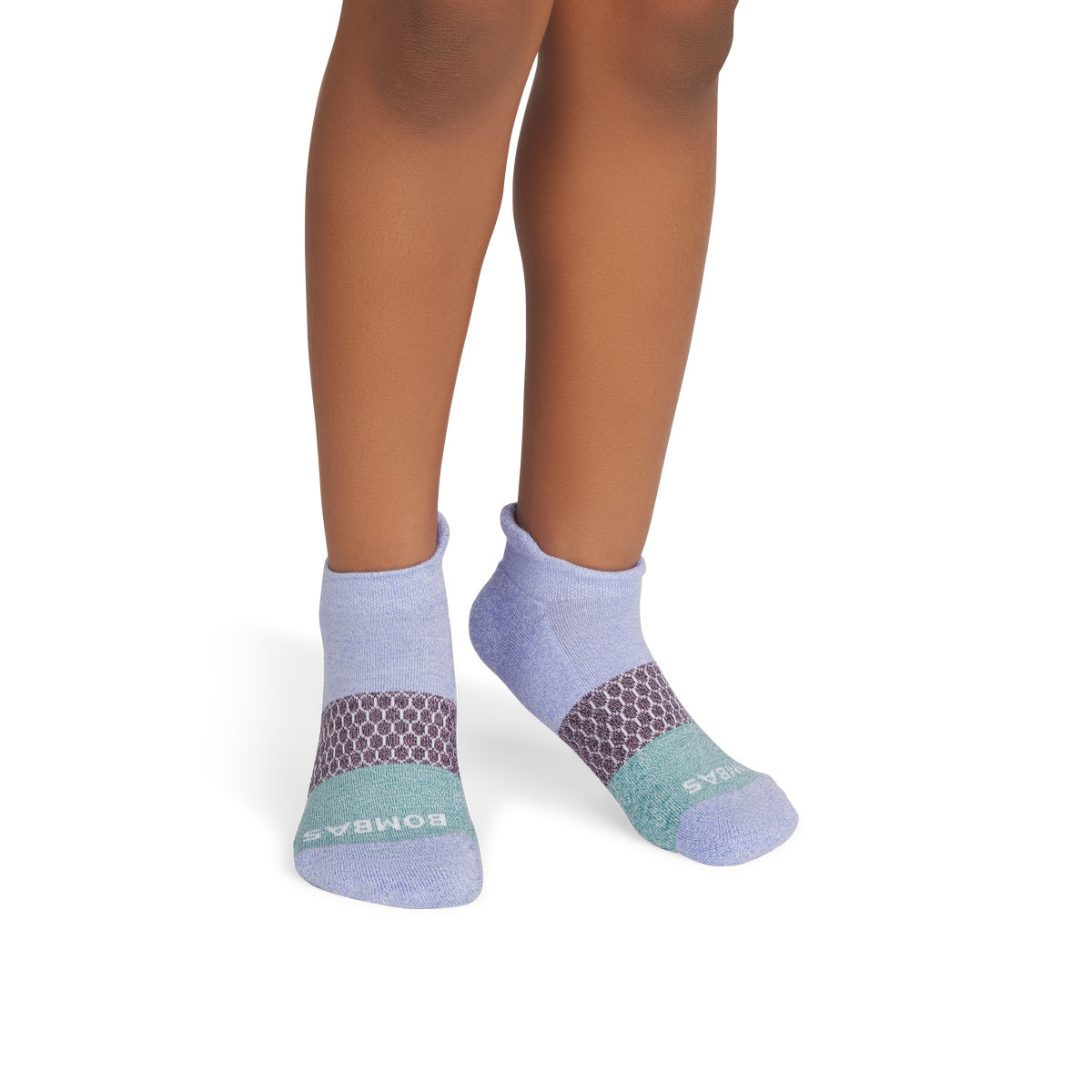 Bombas Youth Tri-Block Ankle Socks 6-Pack - Kids Midweight Cotton Socks