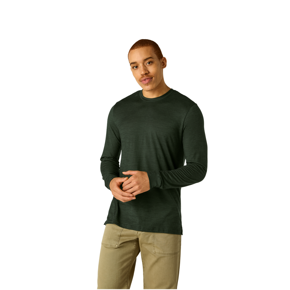 Bombas Men's Merino Wool Blend Crew Neck Long Sleeve T-Shirt