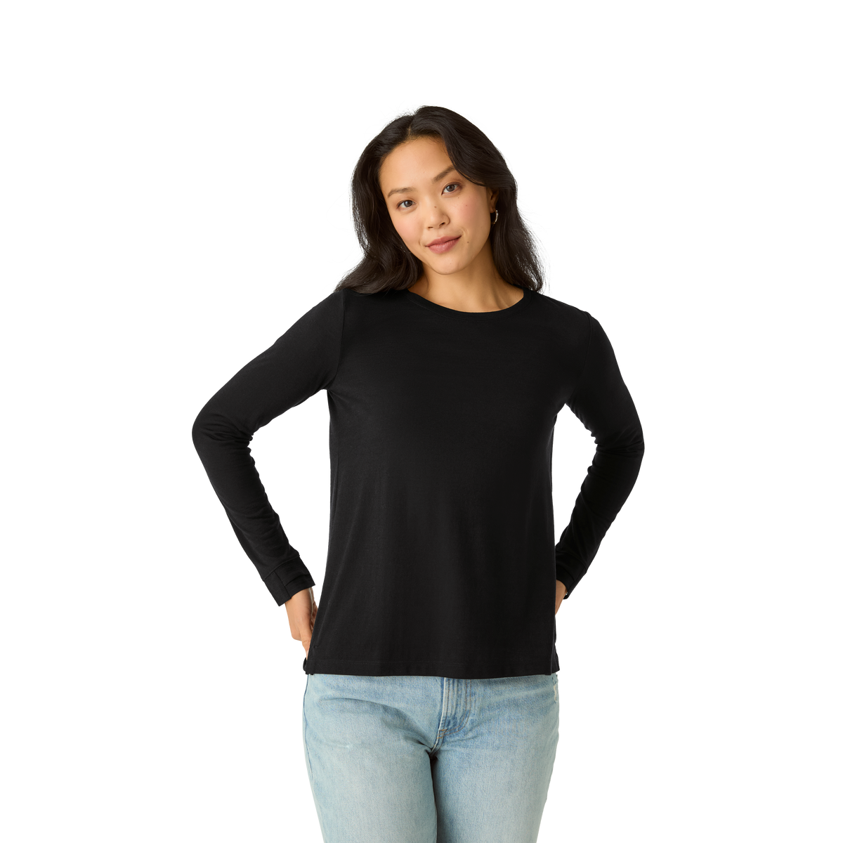 Bombas Women's Merino Wool Blend Crew Neck Long Sleeve T-Shirt 3-Pack