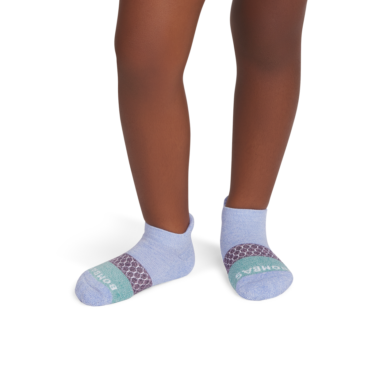 Bombas Junior Tri-Block Ankle Socks 6-Pack - Kids Seamless Toe Gripper Socks