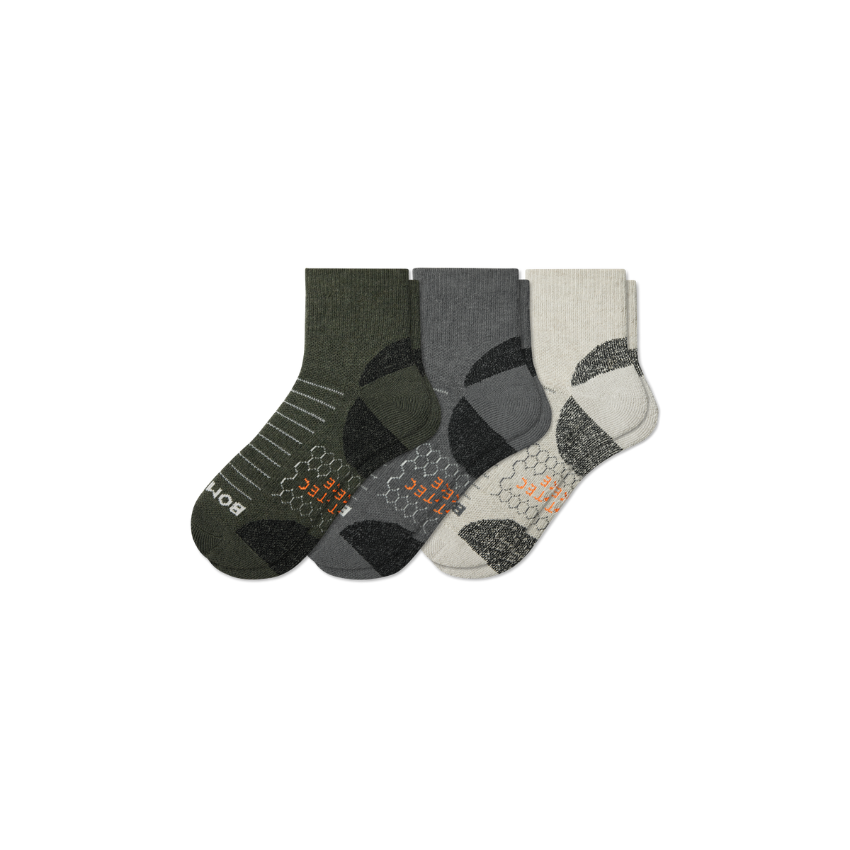 Bombas Men's Hiking Quarter Sock 3-Pack