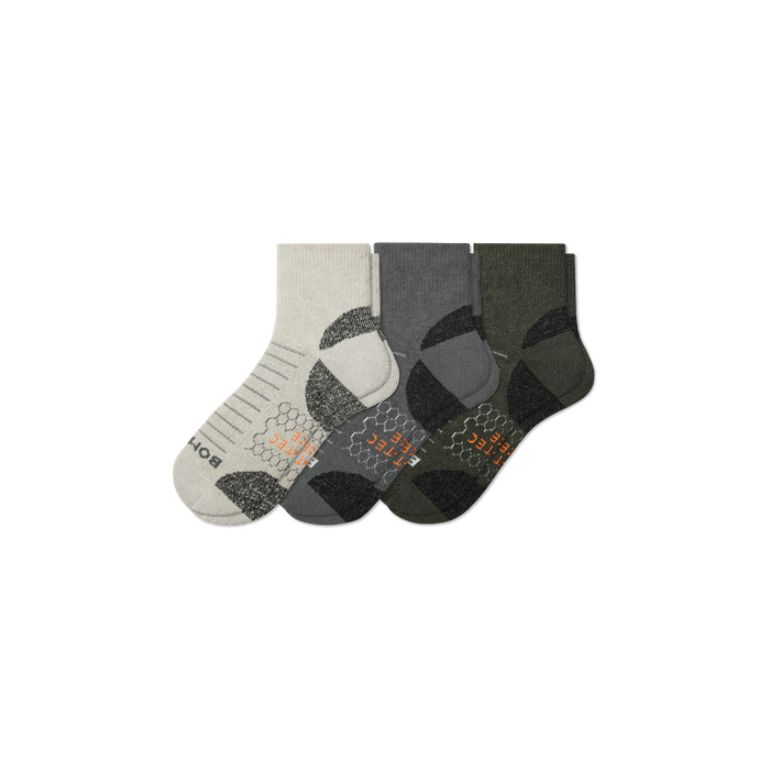 Bombas Women's Hiking Quarter Socks 3-Pack, Cushioned Merino Wool Blend Trail Socks