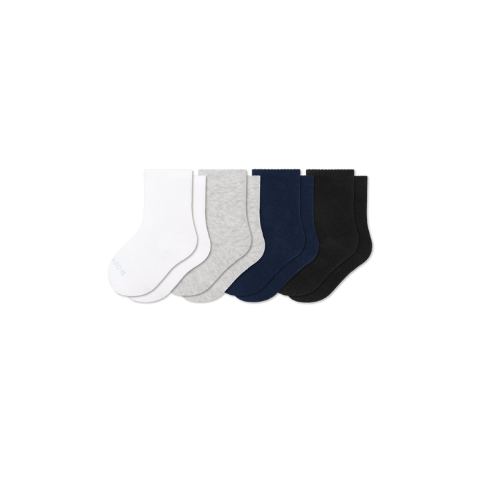 Bombas Junior Lightweight Calf Socks 4-Pack - Kids Seamless Toe Thin Socks