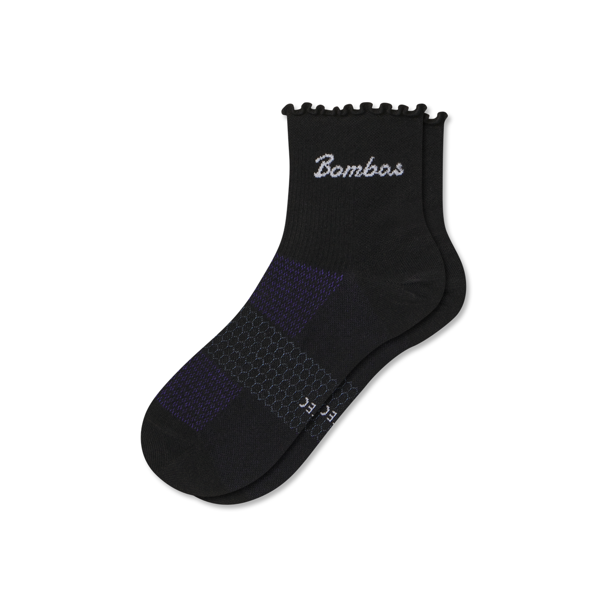 Bombas Women's UltraLite Ruffle Sport Quarter Socks, Lightweight Running Socks
