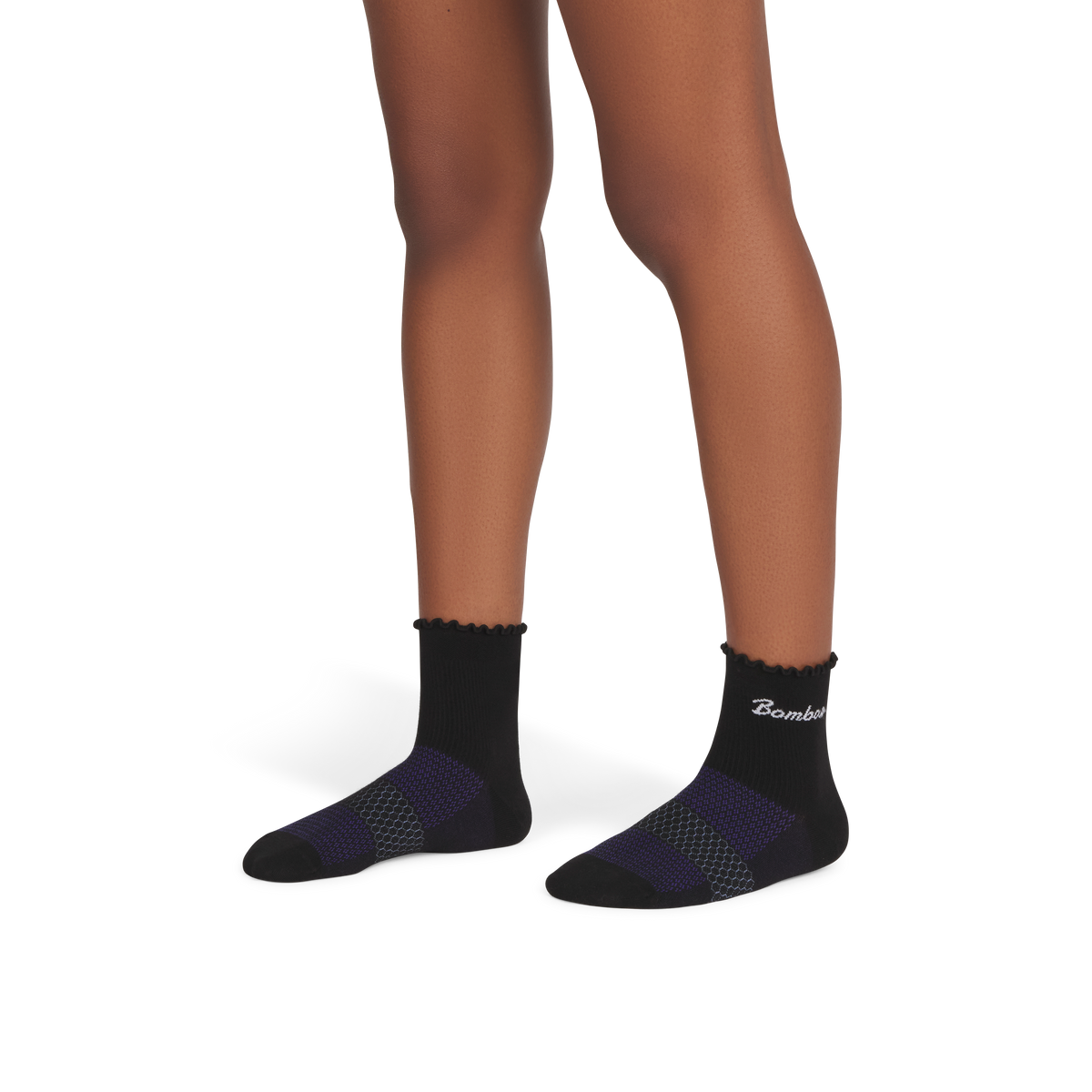 Bombas Women's UltraLite Ruffle Sport Quarter Socks, Lightweight Running Socks