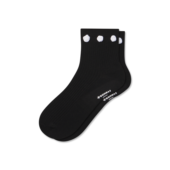 Bombas Women's Rosette True Rib Quarter Socks