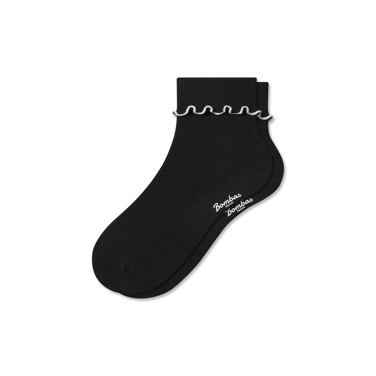 Bombas Women's Ruffle Rib Half Calf Socks - Lightweight Frilled Cuff Socks