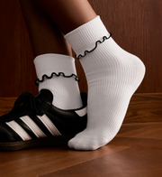 Bombas Women's Ruffle Rib Half Calf Socks 4-Pack - Lightweight Frilled Cuff Socks
