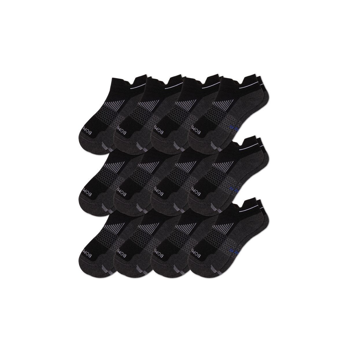 Bombas Women's Run Ankle Socks 12-Pack, Lightweight Breathable Running Socks
