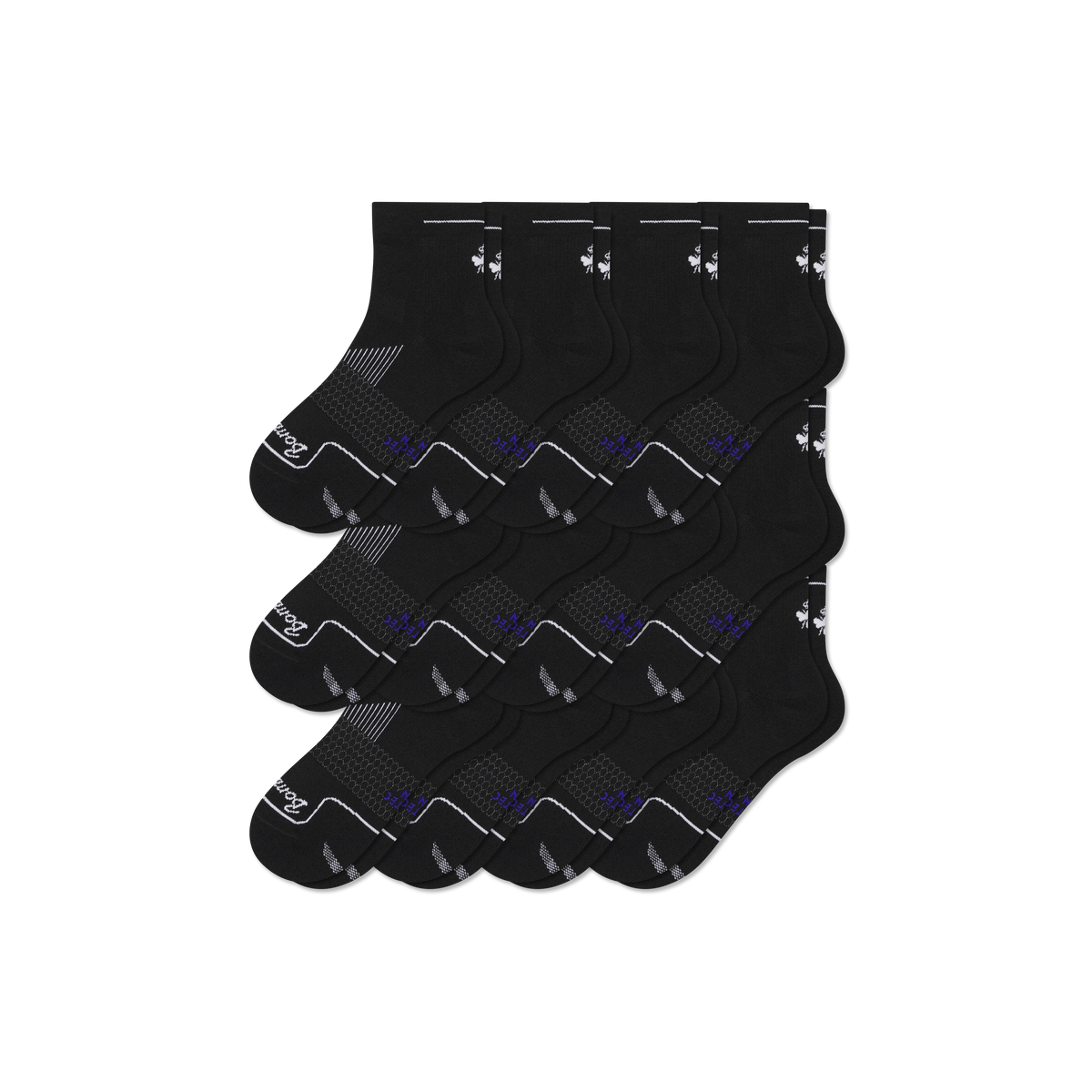 Bombas Women's Run Quarter Socks 12-Pack, Lightweight Breathable Running Socks