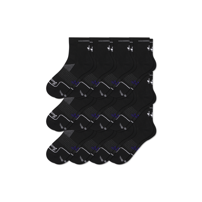 Bombas Women's Run Quarter Socks 12-Pack, Lightweight Breathable Running Socks